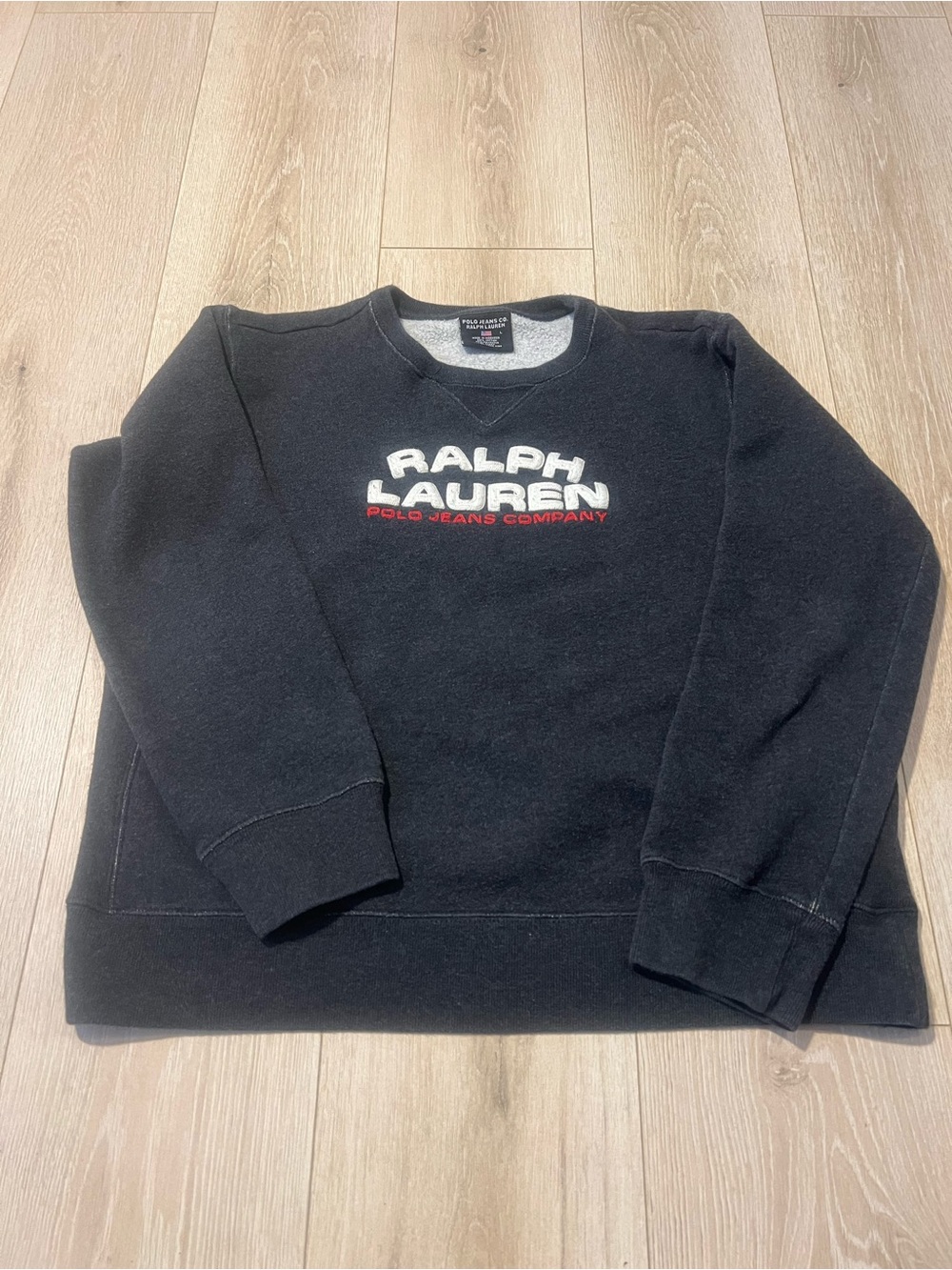 Ralph Lauren Black Crewneck with White & Red Logo